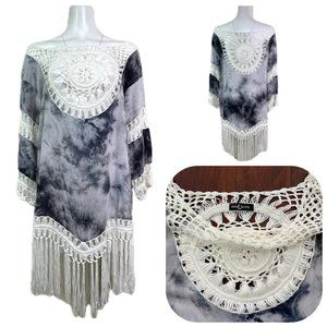 New One Love Hand Dyed crochet Boho Tunic/cover up/kaftan